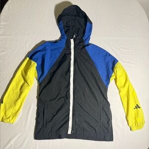 Adidas Youth Large 14Y Black Full Zip Windbreaker Jacket Fair Condition
